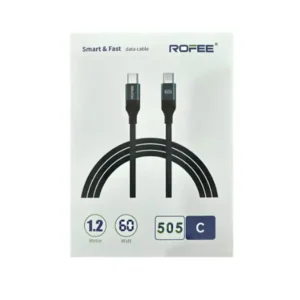 Rofee Smart & Fast Data Cable 60W 1.2m C.2C Aluminum Alloy+Braided Nylon Cable 505-C Black