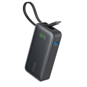 Nano Powerbank 10,000mah 30w Built In Usb C Cable Black