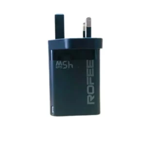 Rofee Smart & Fast Dual Port Usb-A 18W & USB-C 45W Wall Gan Charger W/O Cable 3Pin
                    RG-145 Black